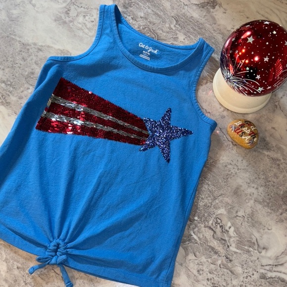 Cat & Jack Blue Patriotic Tank Top with Star Design - Picture 3 of 6